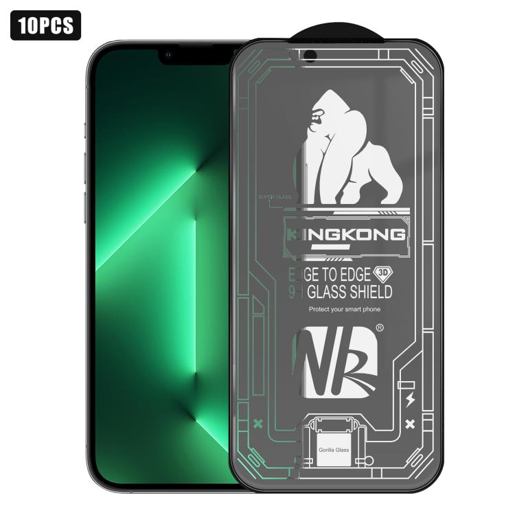 For iPhone 13 Pro 10pcs 3D Large Arc Edge Electroplated Explosion-Proof Scratch-Resistant Full-Screen Frosted HD Tempered Glass Film