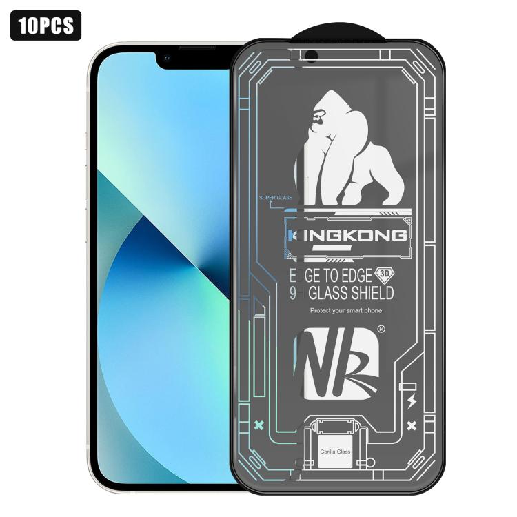 For iPhone 13 10pcs 3D Large Arc Edge Electroplated Explosion-Proof Scratch-Resistant Full-Screen Frosted HD Tempered Glass Film