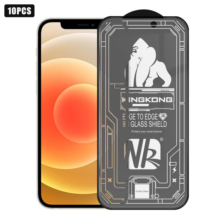 For iPhone 12 10pcs 3D Large Arc Edge Electroplated Explosion-Proof Scratch-Resistant Full-Screen Frosted HD Tempered Glass Film