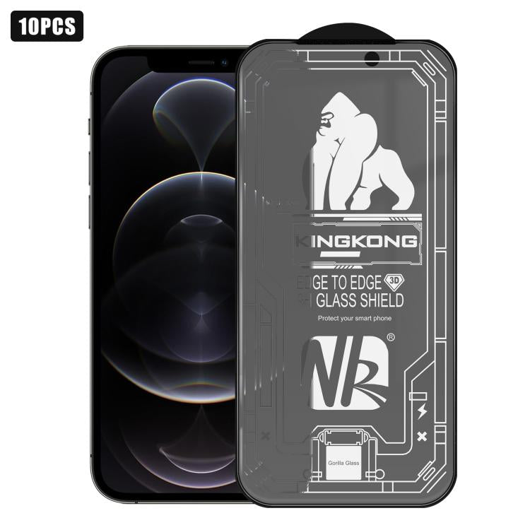 For iPhone 12 Pro 10pcs 3D Large Arc Edge Electroplated Explosion-Proof Scratch-Resistant Full-Screen Frosted HD Tempered Glass Film