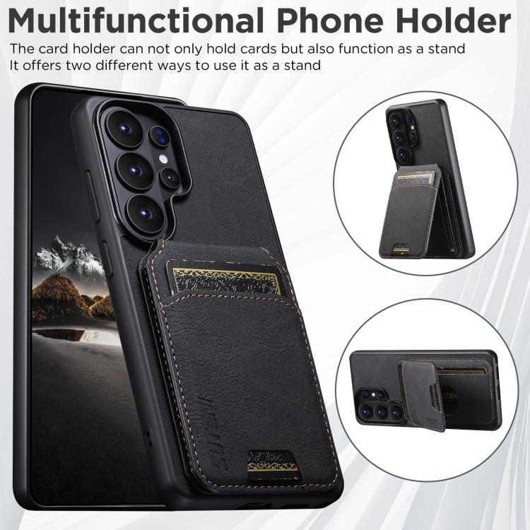For Samsung Galaxy S26+ 5G Suteni H02 Litchi Leather Card Wallet Stand Back Phone Case