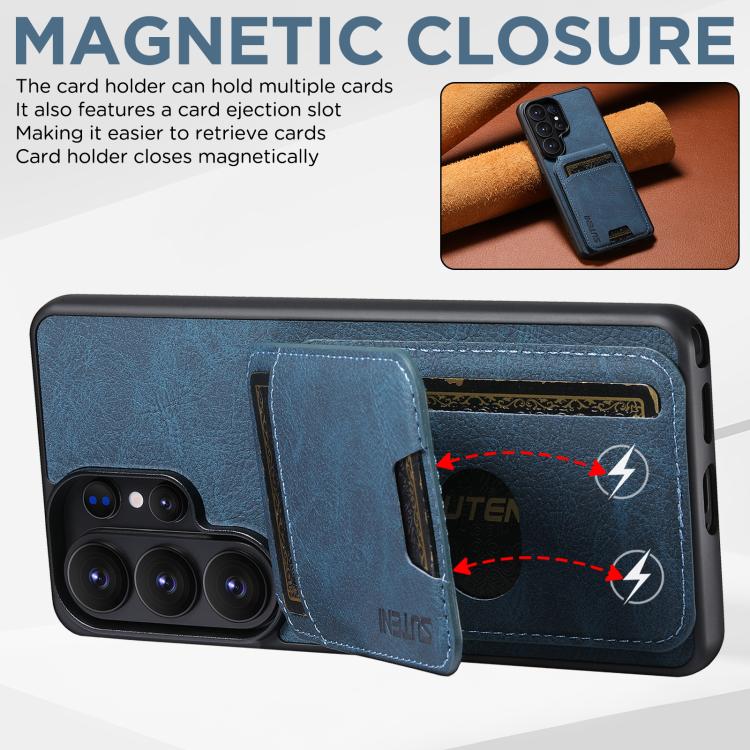 For Samsung Galaxy S26+ 5G Suteni H02 Litchi Leather Card Wallet Stand Back Phone Case