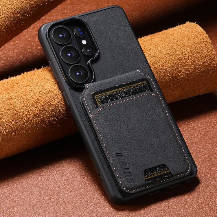 For Samsung Galaxy S26 Ultra 5G Suteni H02 Litchi Leather Card Wallet Stand Back Phone Case