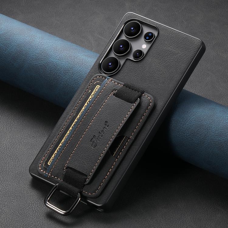 For Samsung Galaxy S25 Ultra 5G Suteni H13 Litchi Leather Wrist Strap Wallet Back Phone Case
