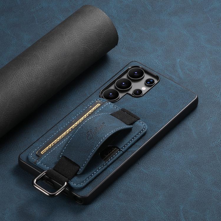 For Samsung Galaxy S25 Ultra 5G Suteni H13 Litchi Leather Wrist Strap Wallet Back Phone Case