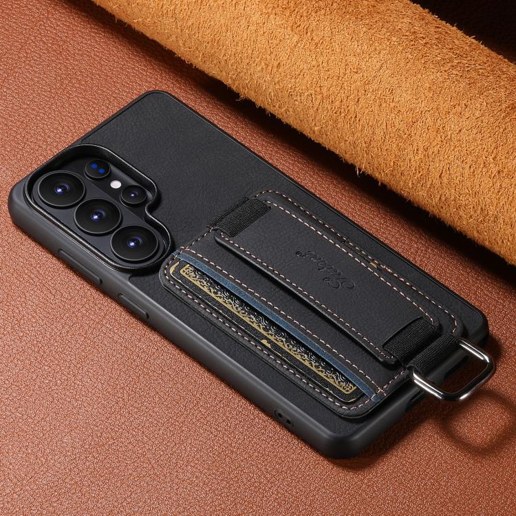 For Samsung Galaxy S26+ 5G Suteni H13 Litchi Leather Wrist Strap Wallet Back Phone Case