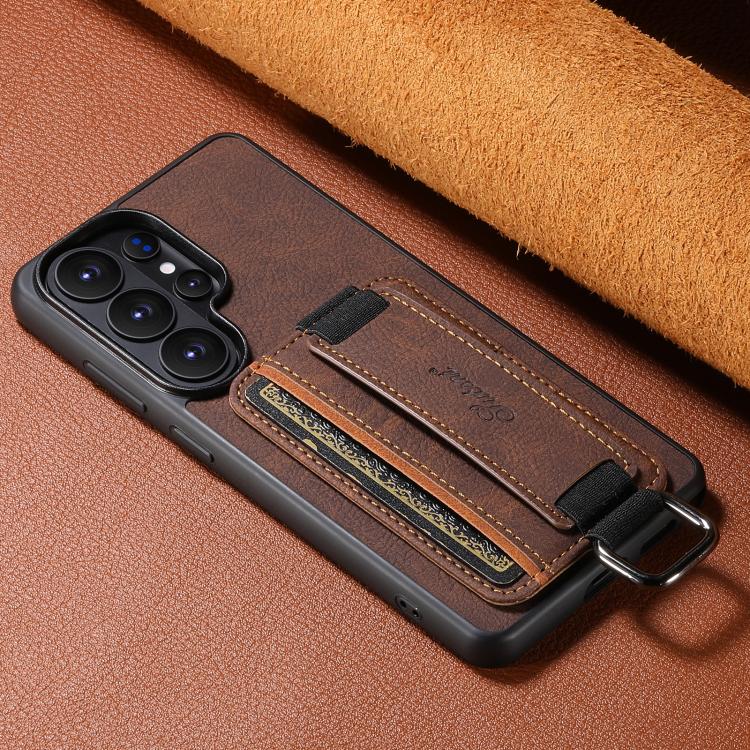 For Samsung Galaxy S26+ 5G Suteni H13 Litchi Leather Wrist Strap Wallet Back Phone Case