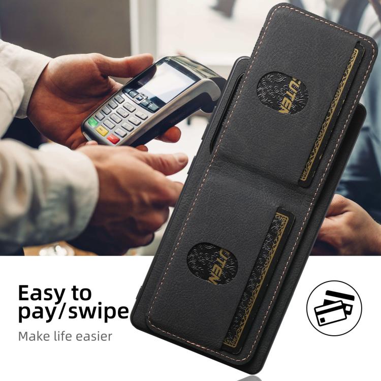 For Samsung Galaxy S25 Ultra 5G Suteni H03 Litchi Leather Card Bag Stand Back Phone Case