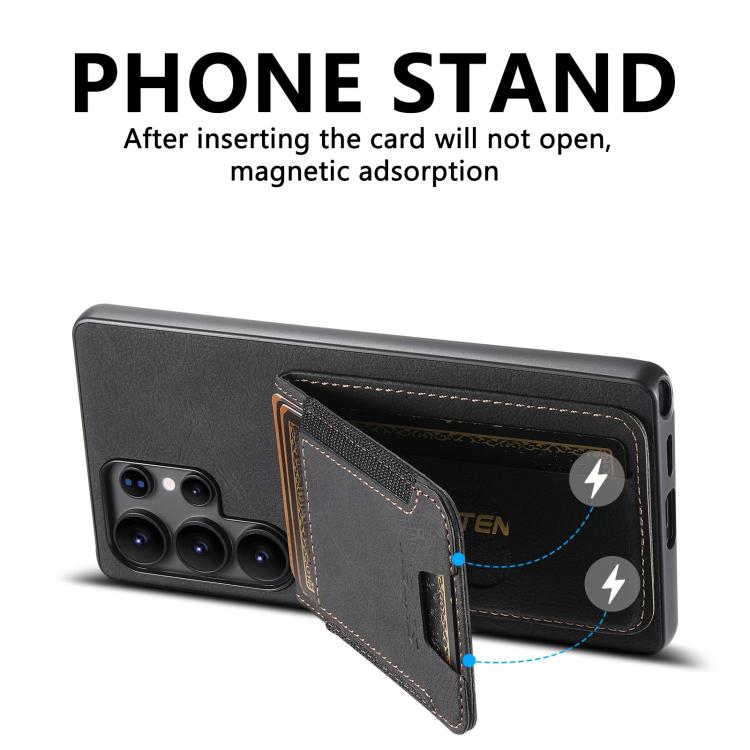 For Samsung Galaxy S25 Ultra 5G Suteni H03 Litchi Leather Card Bag Stand Back Phone Case