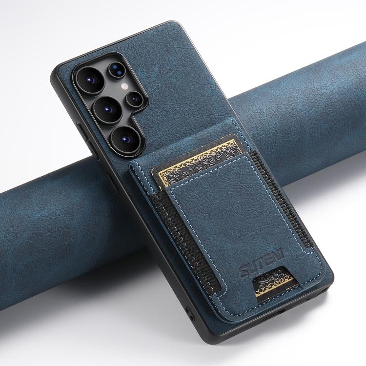 For Samsung Galaxy S25 Ultra 5G Suteni H03 Litchi Leather Card Bag Stand Back Phone Case