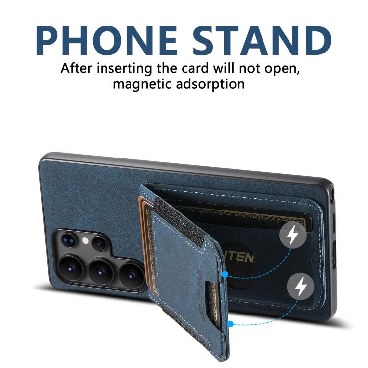 For Samsung Galaxy S25 Ultra 5G Suteni H03 Litchi Leather Card Bag Stand Back Phone Case