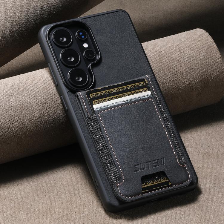 For Samsung Galaxy S26 Ultra 5G Suteni H03 Litchi Leather Card Bag Stand Back Phone Case