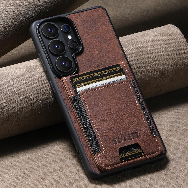 For Samsung Galaxy S26+ 5G Suteni H03 Litchi Leather Card Bag Stand Back Phone Case