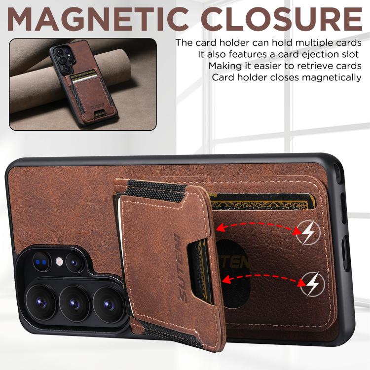 For Samsung Galaxy S26+ 5G Suteni H03 Litchi Leather Card Bag Stand Back Phone Case