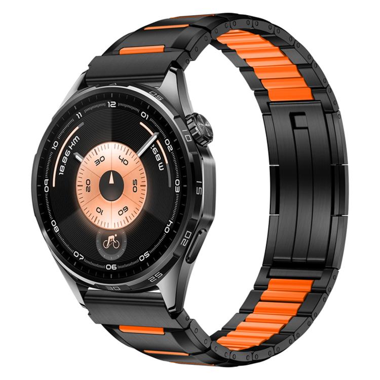 22mm Multi-Faceted Rubber Inlaid Stainless Steel Watch Band