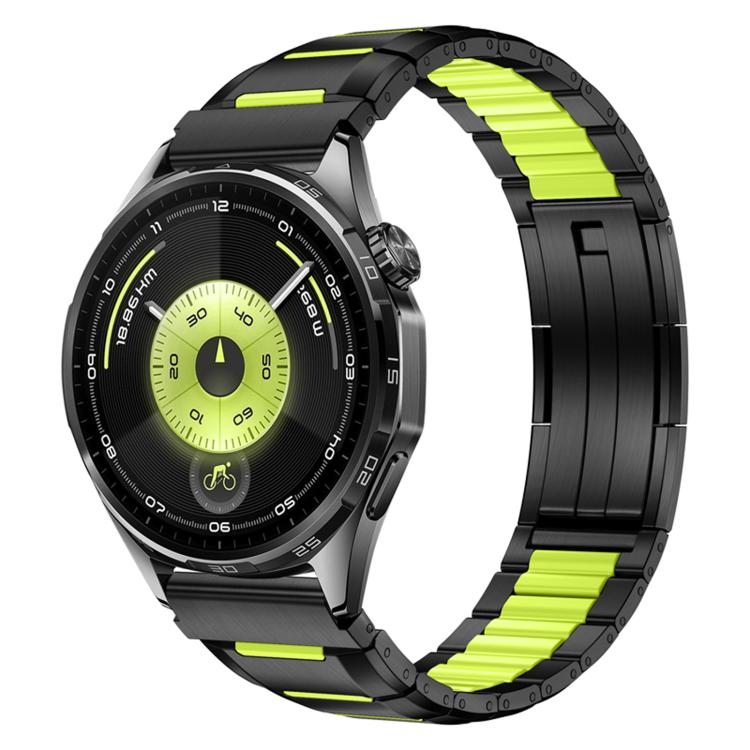 22mm Multi-Faceted Rubber Inlaid Stainless Steel Watch Band