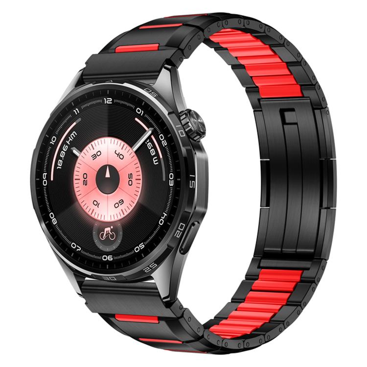 22mm Multi-Faceted Rubber Inlaid Stainless Steel Watch Band