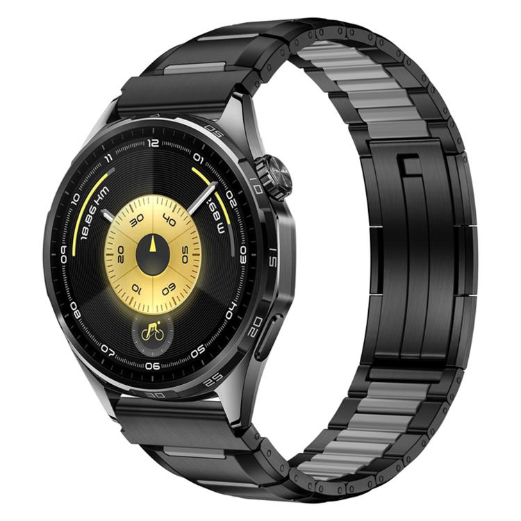 22mm Multi-Faceted Rubber Inlaid Stainless Steel Watch Band