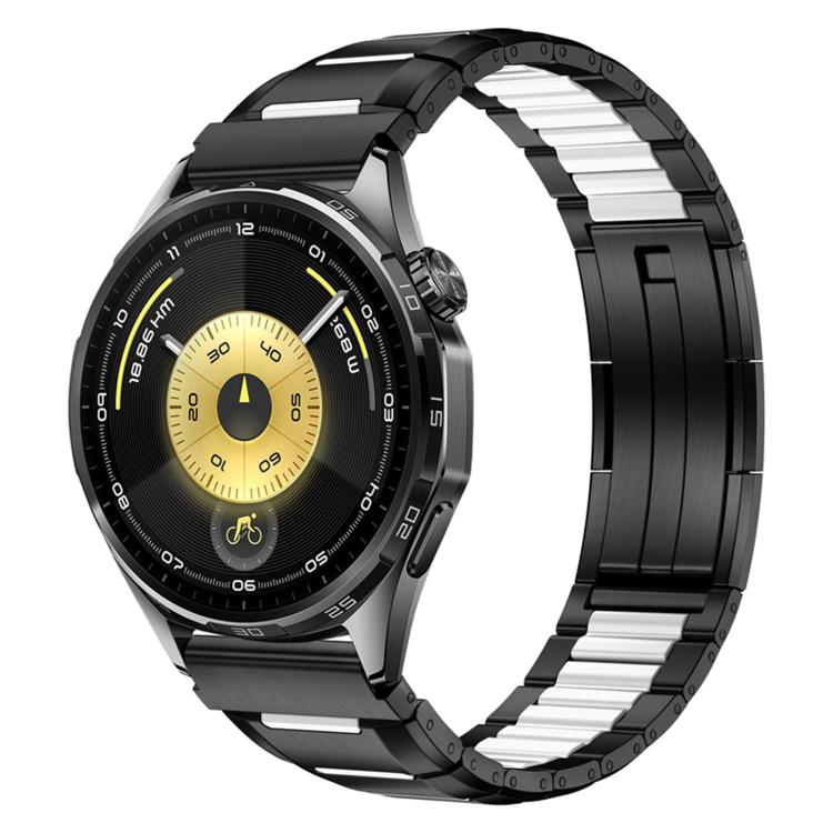22mm Multi-Faceted Rubber Inlaid Stainless Steel Watch Band