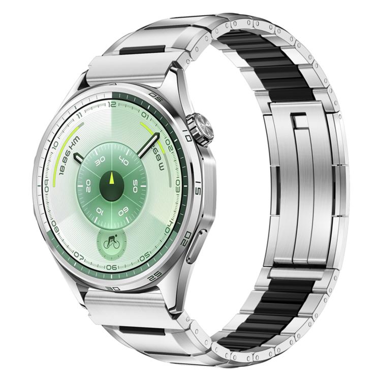 22mm Multi-Faceted Rubber Inlaid Stainless Steel Watch Band