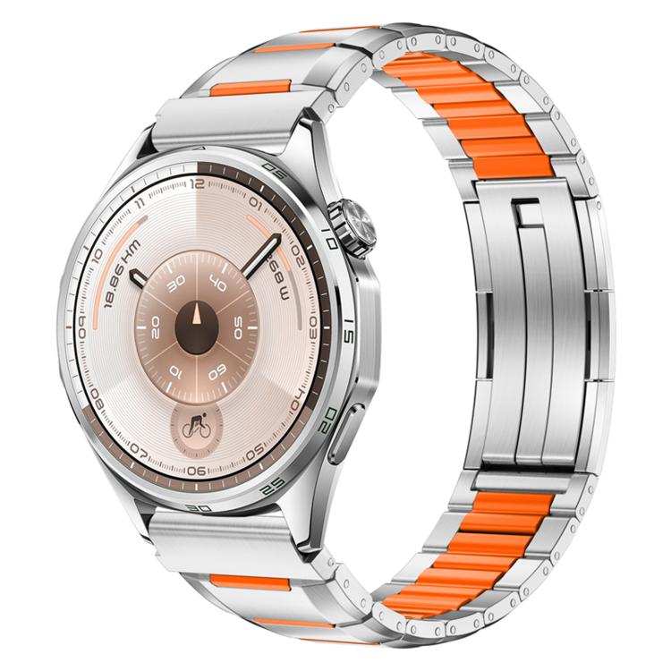 22mm Multi-Faceted Rubber Inlaid Stainless Steel Watch Band