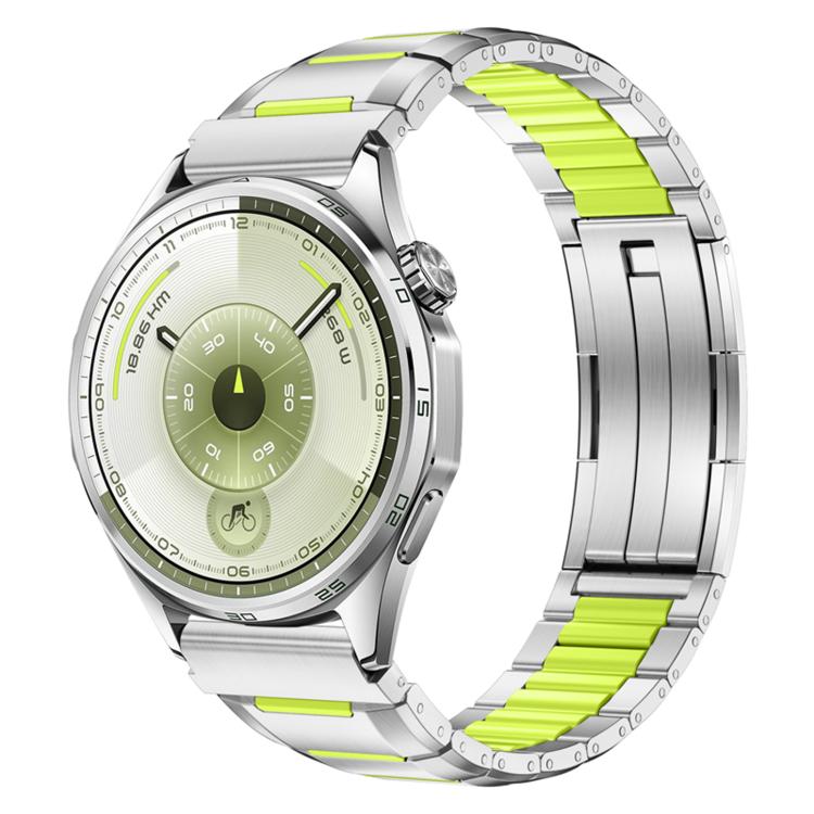 22mm Multi-Faceted Rubber Inlaid Stainless Steel Watch Band