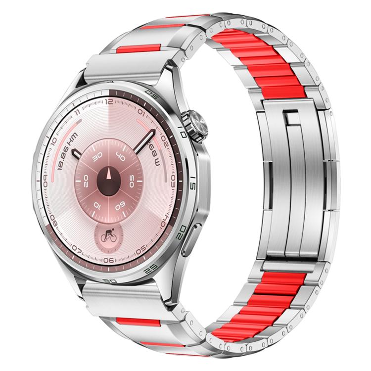 22mm Multi-Faceted Rubber Inlaid Stainless Steel Watch Band