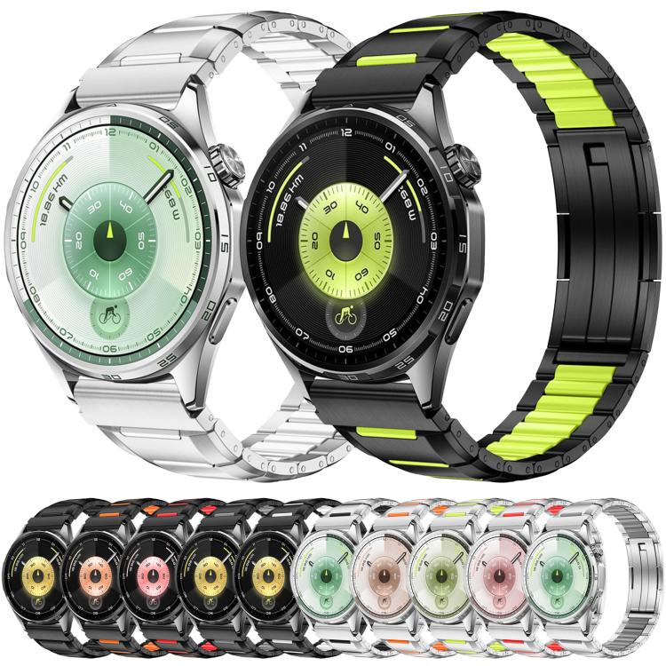 22mm Multi-Faceted Rubber Inlaid Stainless Steel Watch Band