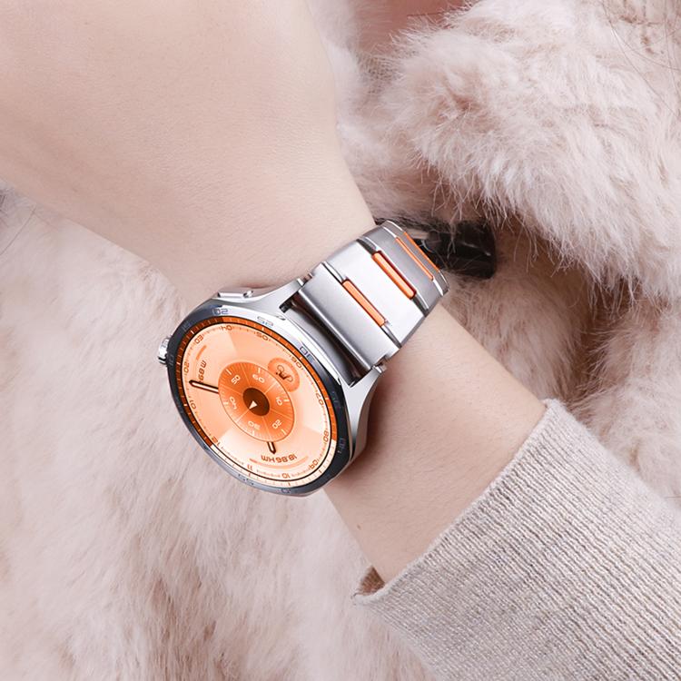 22mm Multi-Faceted Rubber Inlaid Stainless Steel Watch Band