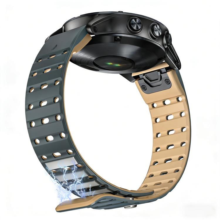 For Garmin 22mm Quick Release Stud Buckle Magnetic Silicone Watch Band