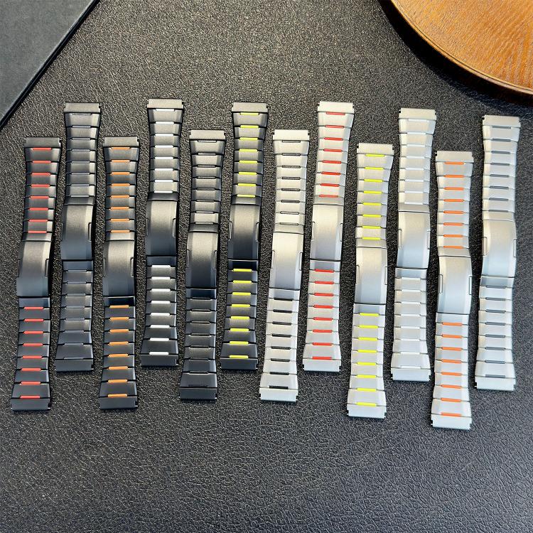 22mm Curved Two-Tone Side-Release Stainless Steel Watch Band