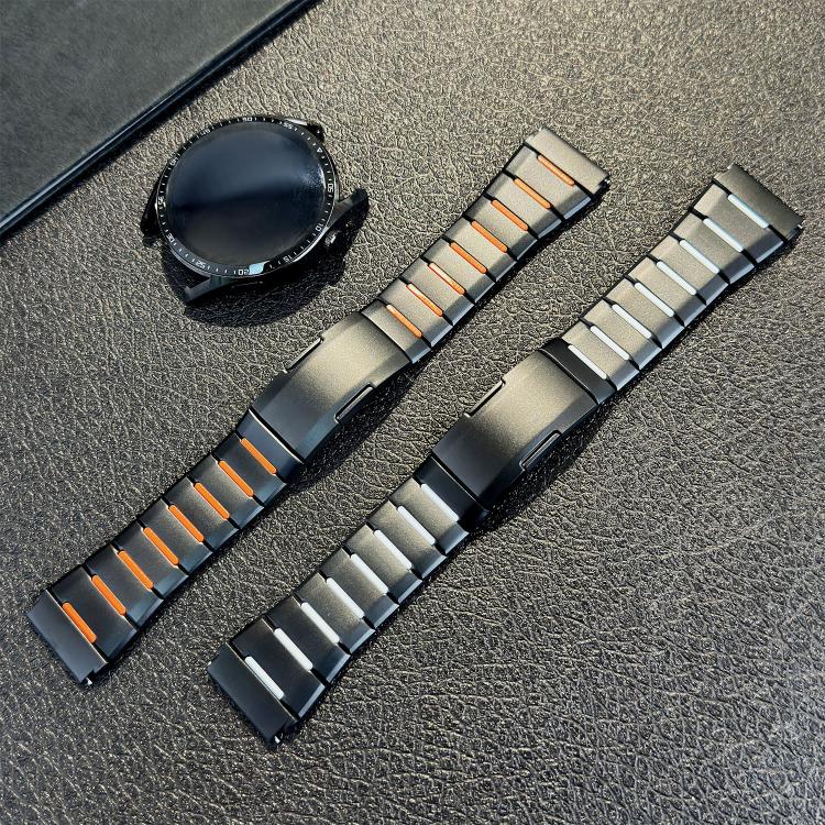 22mm Curved Two-Tone Side-Release Stainless Steel Watch Band
