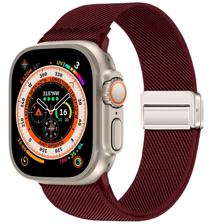 For Apple Watch 49mm / 46mm / 45mm / 44mm Double Magnetic Buckle Elastic Nylon Watch Band