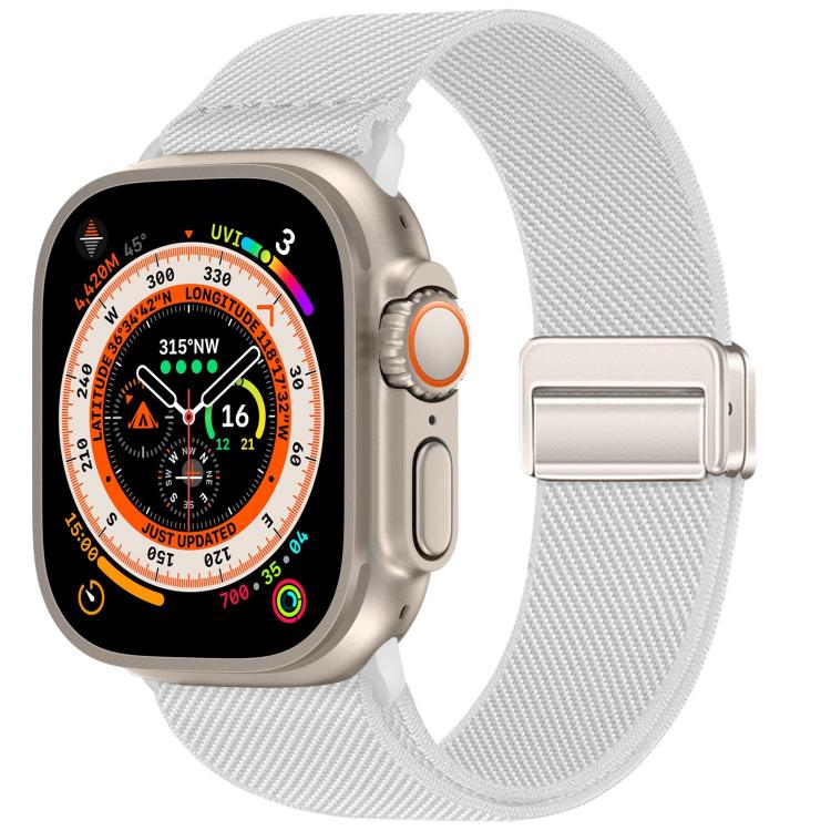 For Apple Watch 49mm / 46mm / 45mm / 44mm Double Magnetic Buckle Elastic Nylon Watch Band