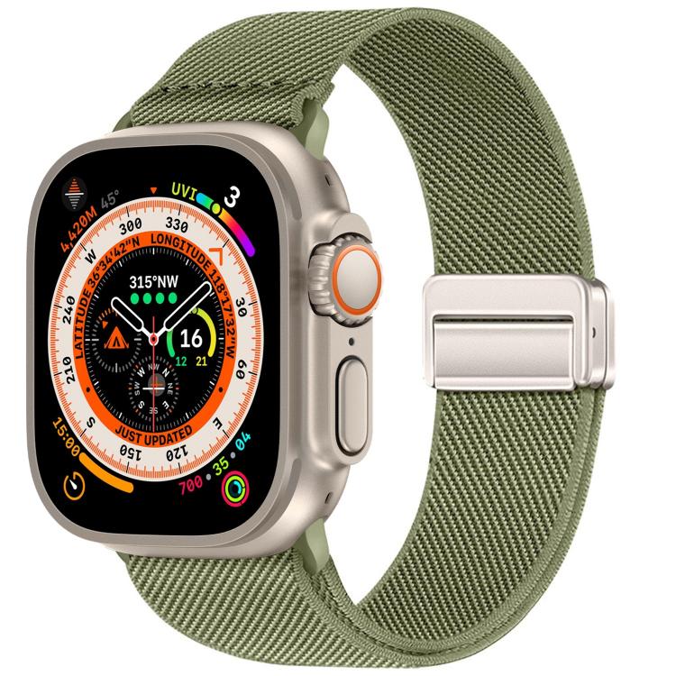 For Apple Watch 49mm / 46mm / 45mm / 44mm Double Magnetic Buckle Elastic Nylon Watch Band
