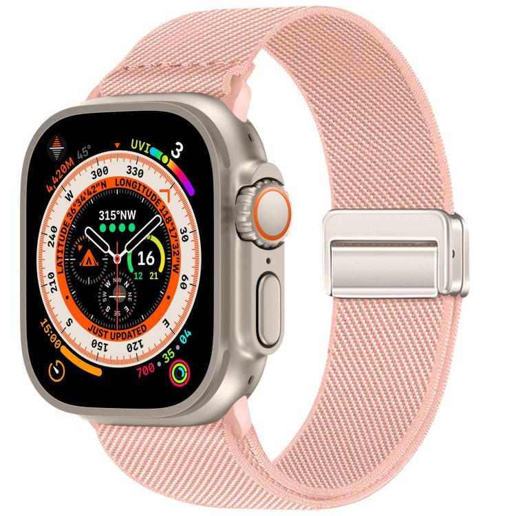 For Apple Watch 49mm / 46mm / 45mm / 44mm Double Magnetic Buckle Elastic Nylon Watch Band