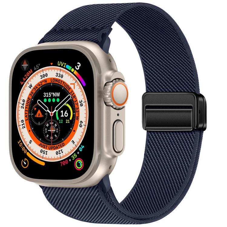 For Apple Watch 49mm / 46mm / 45mm / 44mm Double Magnetic Buckle Elastic Nylon Watch Band