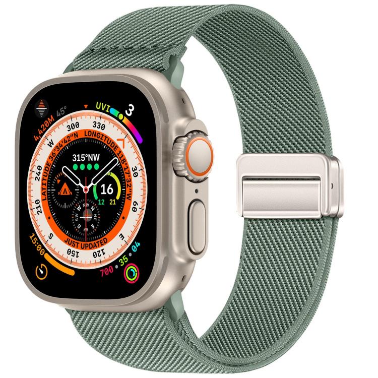 For Apple Watch 49mm / 46mm / 45mm / 44mm Double Magnetic Buckle Elastic Nylon Watch Band