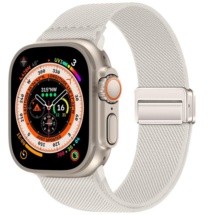 For Apple Watch 49mm / 46mm / 45mm / 44mm Double Magnetic Buckle Elastic Nylon Watch Band
