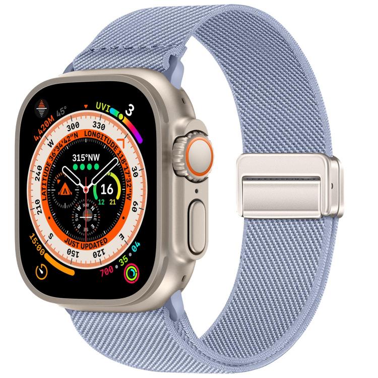 For Apple Watch 49mm / 46mm / 45mm / 44mm Double Magnetic Buckle Elastic Nylon Watch Band