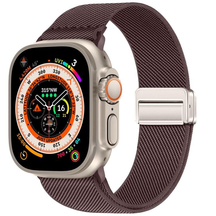 For Apple Watch 49mm / 46mm / 45mm / 44mm Double Magnetic Buckle Elastic Nylon Watch Band