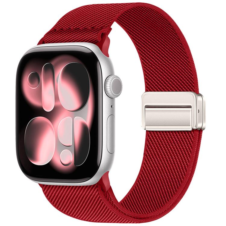 For Apple Watch 42mm / 41mm / 40mm / 38mm Double Magnetic Buckle Elastic Nylon Watch Band