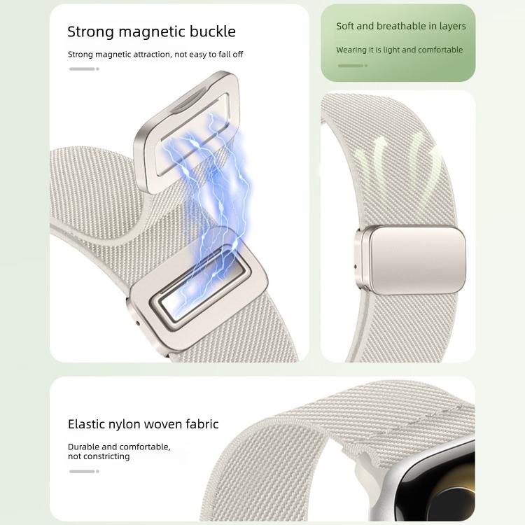 For Apple Watch 49mm / 46mm / 45mm / 44mm Double Magnetic Buckle Elastic Nylon Watch Band