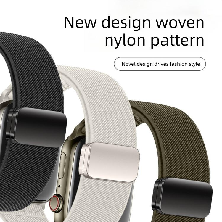 For Apple Watch 42mm / 41mm / 40mm / 38mm Double Magnetic Buckle Elastic Nylon Watch Band