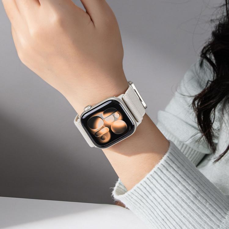 For Apple Watch 49mm / 46mm / 45mm / 44mm Double Magnetic Buckle Elastic Nylon Watch Band