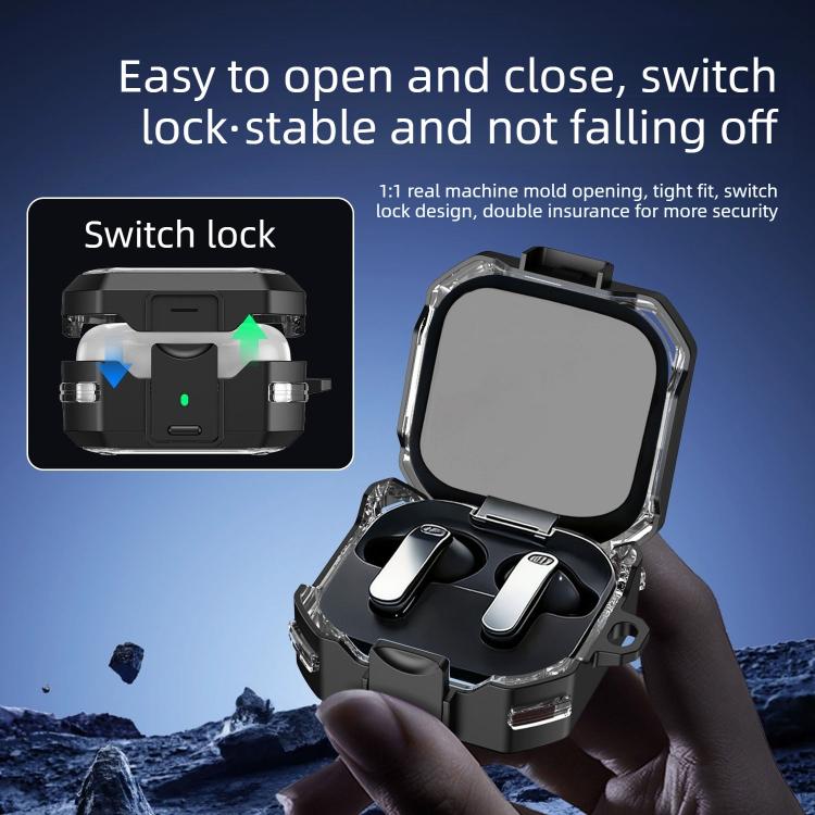 For Samsung Galaxy Buds 4 / 4 Pro  Armour Style Buckle Full Coverage Shockproof Transparent Earphone Case