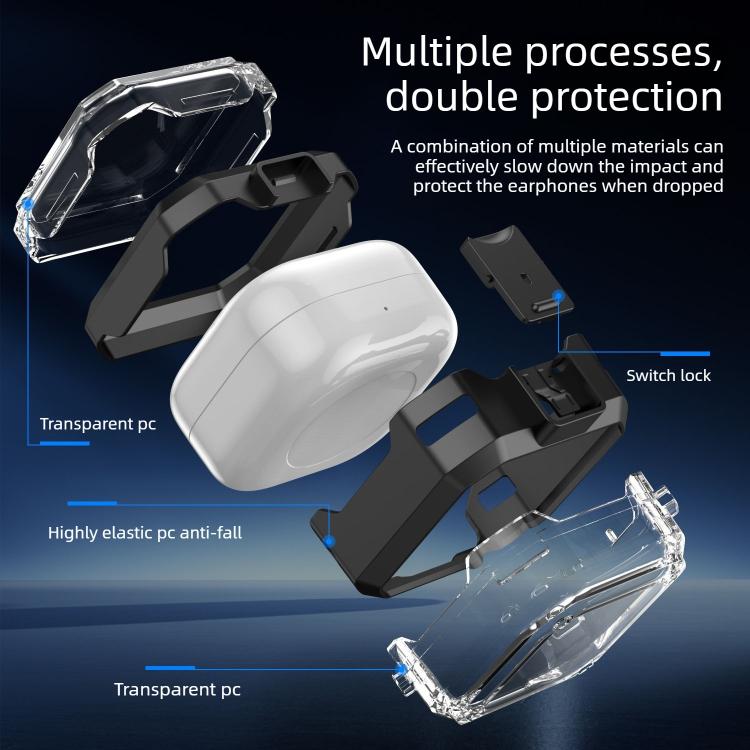 For Samsung Galaxy Buds 4 / 4 Pro  Armour Style Buckle Full Coverage Shockproof Transparent Earphone Case