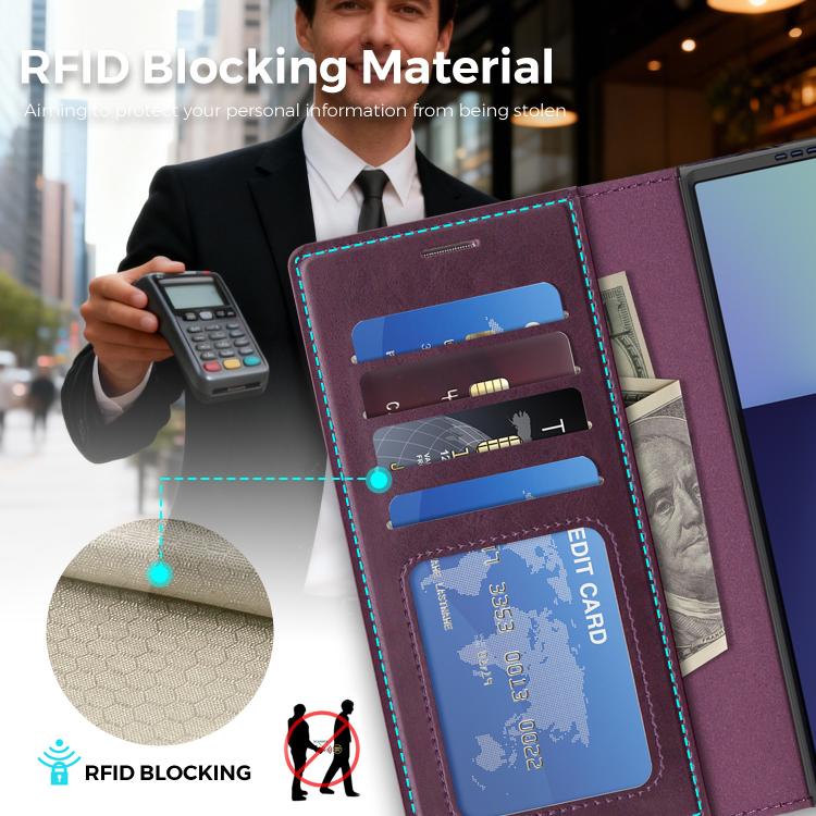 For Samsung Galaxy Z Fold7 5G Lingdun Detachable Magnetic Foldable Vegan Leather Phone Case