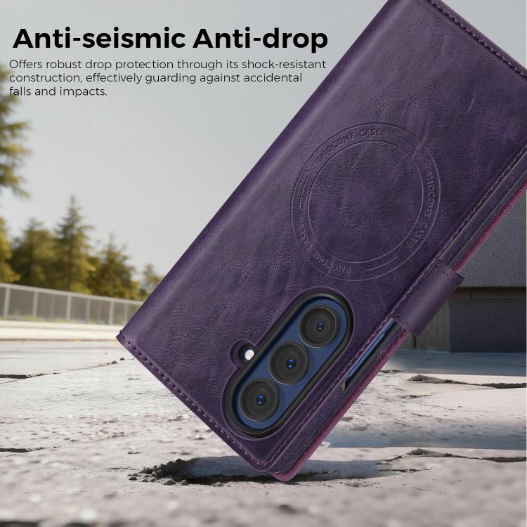 For Samsung Galaxy Z Fold7 5G Lingdun Detachable Magnetic Foldable Vegan Leather Phone Case