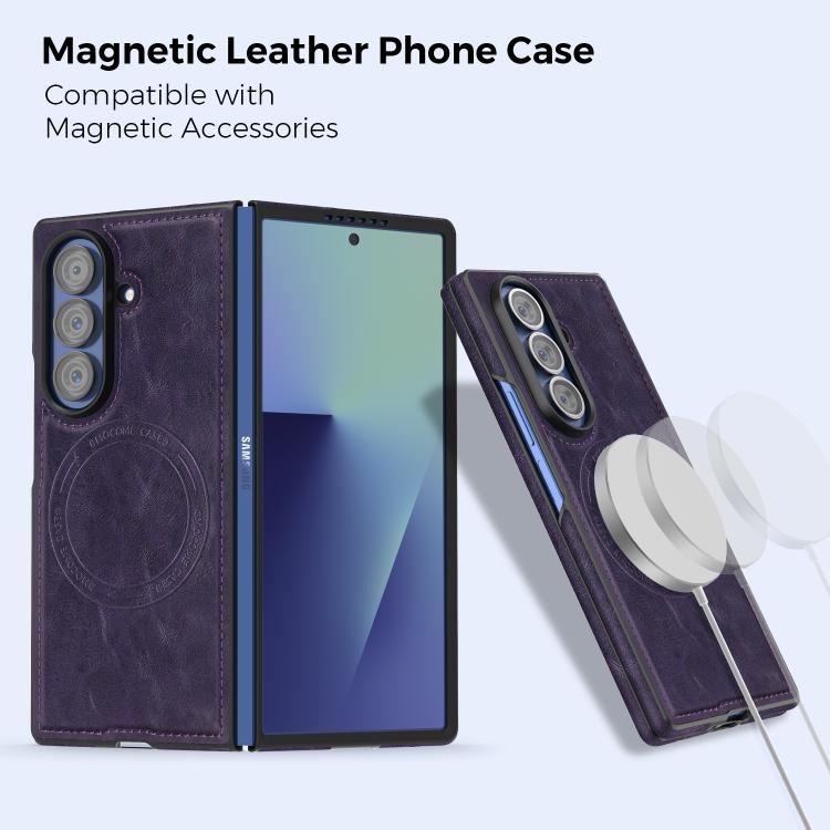 For Samsung Galaxy Z Fold7 5G Lingdun Detachable Magnetic Foldable Vegan Leather Phone Case